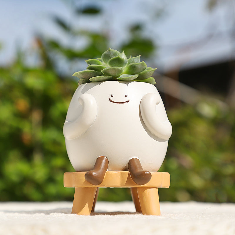 succulent face Cute Smiley Face Resin Succulent Planter – Floral Supplies Store