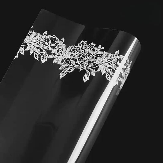 20 feuilles de papier cellophane transparent à motif dentelle (57x57 cm)