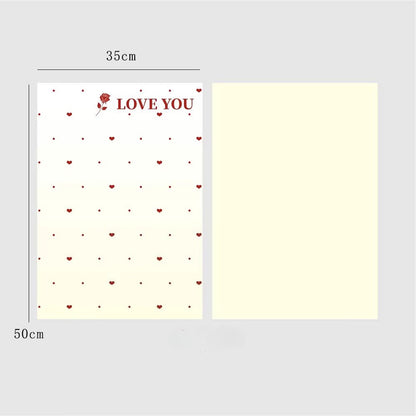 20 feuilles de papier cadeau Saint-Valentin « LOVE YOU » (35x50 cm)