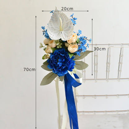 Décoration de chaise en fleurs artificielles pour mariages