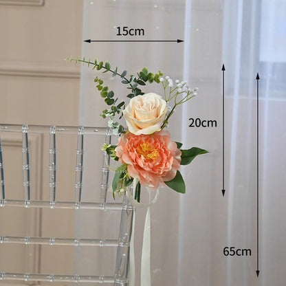 Artificial Rose & Poney Chair Back Flowers