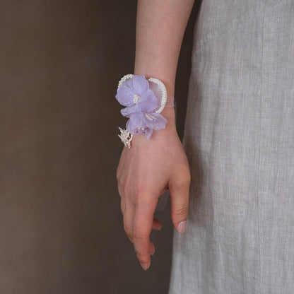 Elegant Lavender Wrist Corsage Boutonniere Set