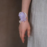 Load image into Gallery viewer, Elegant Lavender Wrist Corsage Boutonniere Set