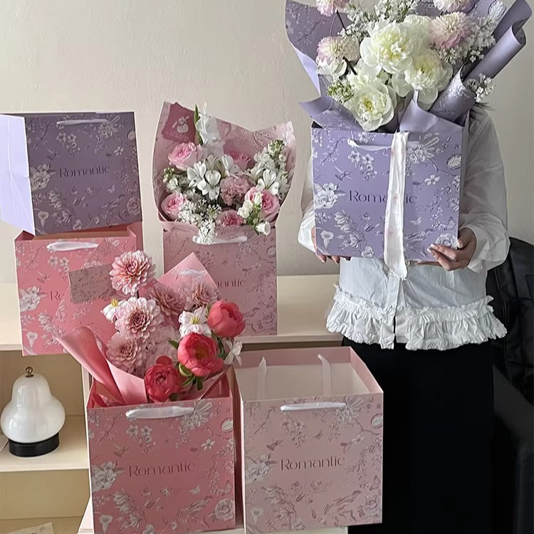 Vintage Floral Square Bottom Bouquet Bags Pack 10
