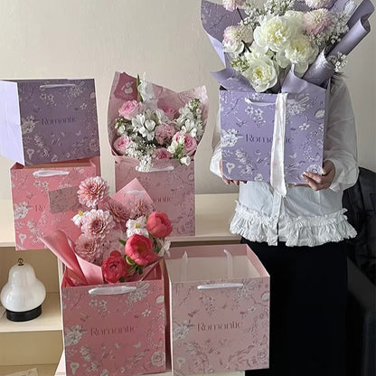 Vintage Floral Square Bottom Bouquet Bags Pack 10