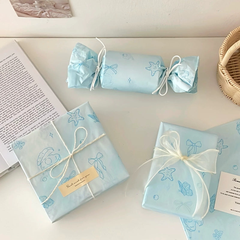 Ocean Blue Seashell Tissue Paper Pack 50