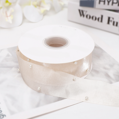 Pearl-Adorned Bouquet Wrap Ribbon (4cmx10Yd)