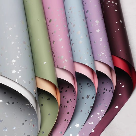 20 feuilles de papier cadeau bicolore « ciel étoilé » pour bouquet (57x57 cm)