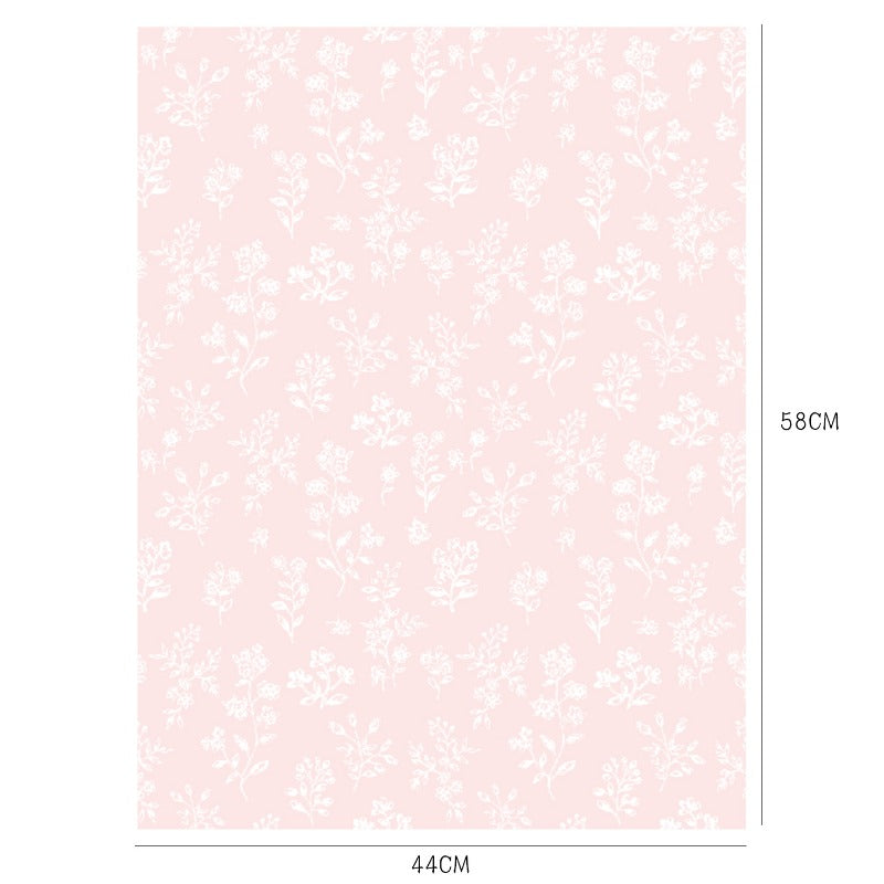 Vintage Botanical Pink Flower Wrap Paper Pack 20 (17" x 23")