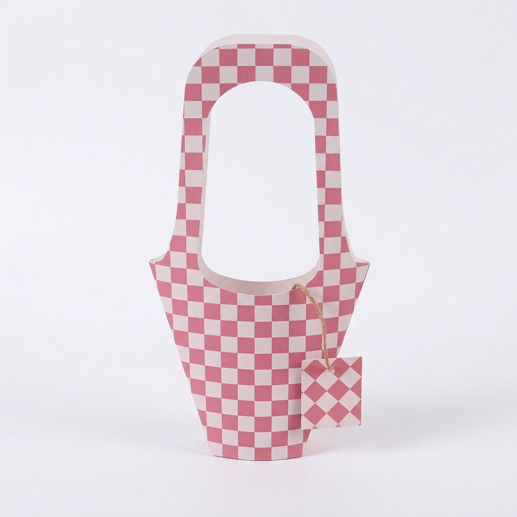 Pink Checkerboard Bouquet Bags Pack 10