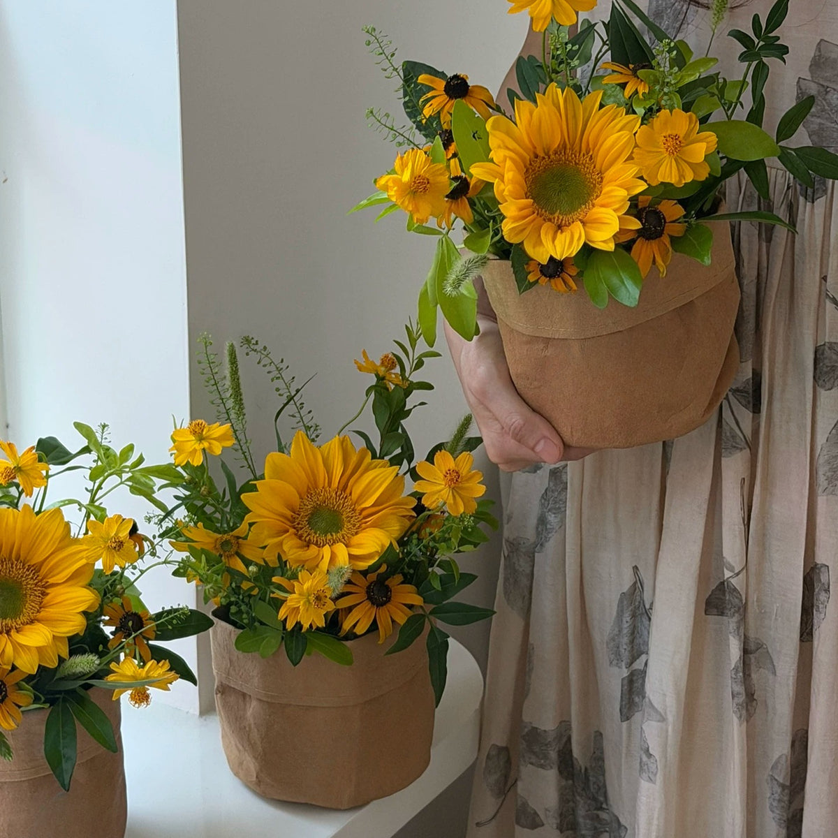 Kraft Paper Flower Arrangement Bag Pack 5