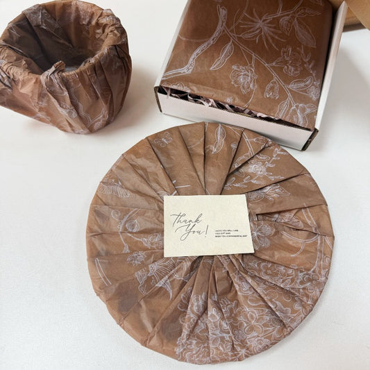 Brown Floral Bird Printed Tissue Paper Pack 50