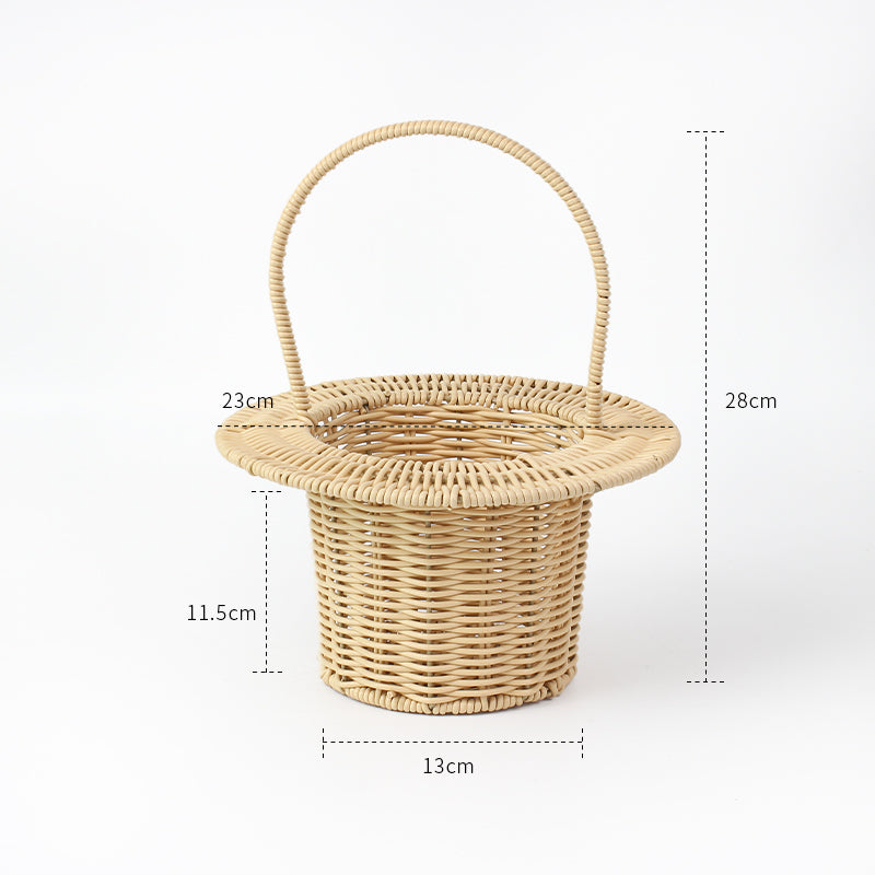 Hat-Shaped Woven Flower Basket