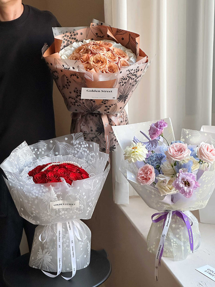 20pcs Frosted Floral Cellophane Wrap (58x58cm)