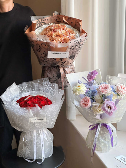 20pcs Frosted Floral Cellophane Wrap (58x58cm)