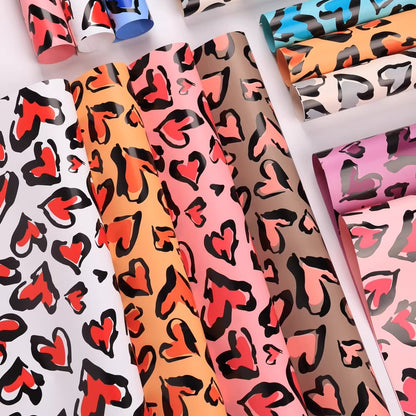 20pcs Leopard Heart Flower Wrap Paper (57x57cm)