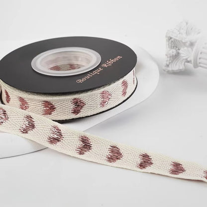 Heart Embroidery Cotton Ribbon (1.5cmx10Yd)
