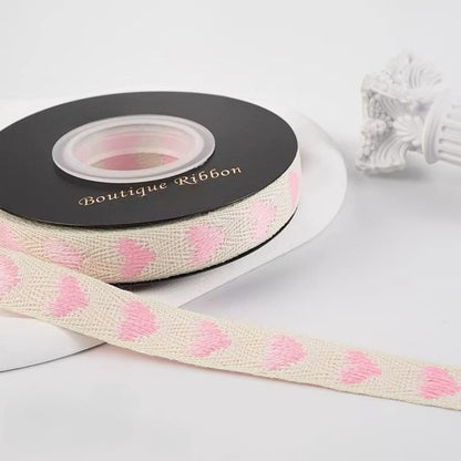 Heart Embroidery Cotton Ribbon (1.5cmx10Yd)