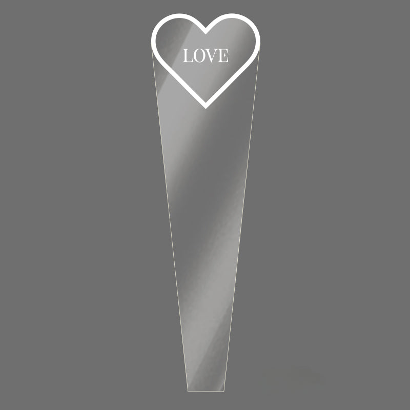 Clear Single Rose Sleeves with Heart Frame Pack 100