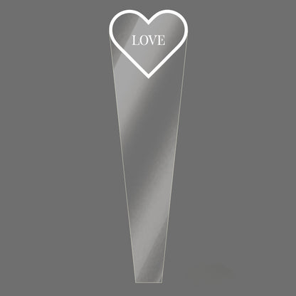 Clear Single Rose Sleeves with Heart Frame Pack 100