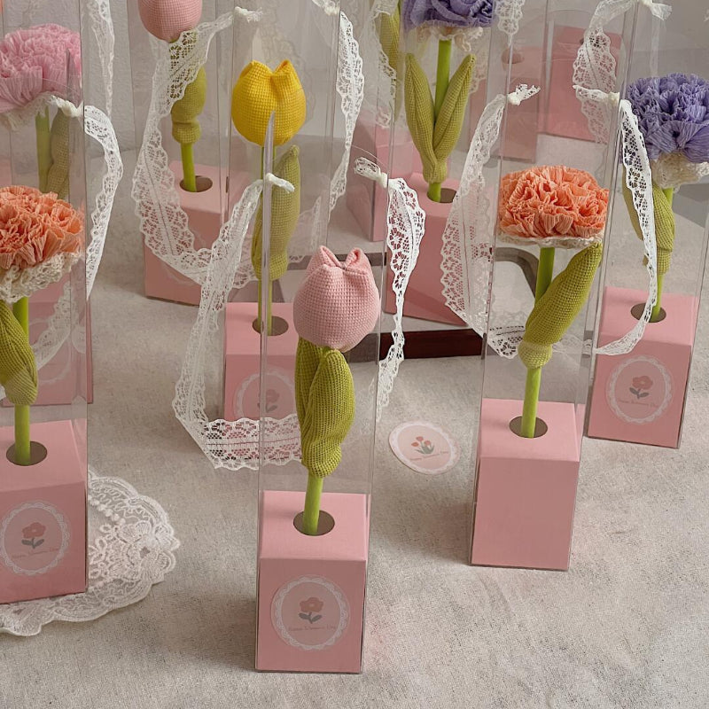Transparent Single Stem Floral Gift Box Pack 10