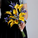 Load image into Gallery viewer, Yellow Calla Lily Violet Bridesmaid Bouquet