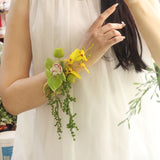 Load image into Gallery viewer, Green Orchid Lemon Boutonniere Wrist Corsage Set