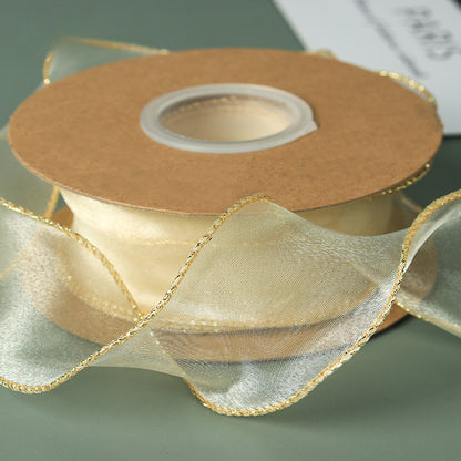 Curling Gold Edge Organza Ribbon (40mmx10Yd)