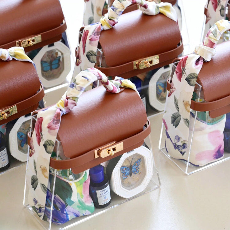 Coffret cadeau en acrylique en forme de sac à main