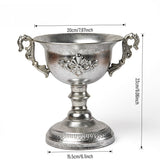 Load image into Gallery viewer, Antique Silver Metal Urn Planter Trumpet Vase