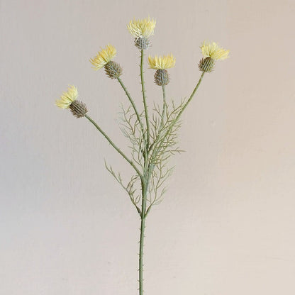 23" 5-Head Flocked Artificial Thistle Spray