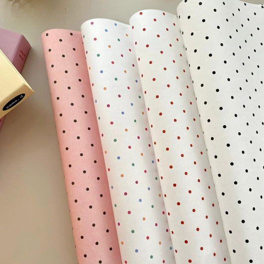 عبوة ورق تغليف باقات الزهور بنقوش نقاط البولكا، 20 ورقة (15 بوصة × 20 بوصة)