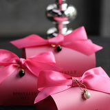 Load image into Gallery viewer, Hot Pink Favor Box with Ribbon Set of 10