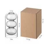 Load image into Gallery viewer, Geometric Smoke Grey Double-Walled Glass Vase