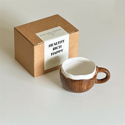 Coconut-Shaped Ceramic Coffee Mug