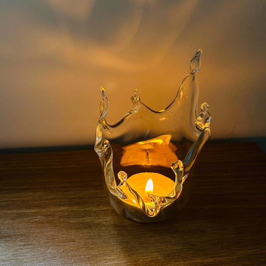 Bougeoir en verre en forme d'éclaboussure