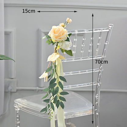 Artificial Flowers with Long Ribbon for Chair Decor