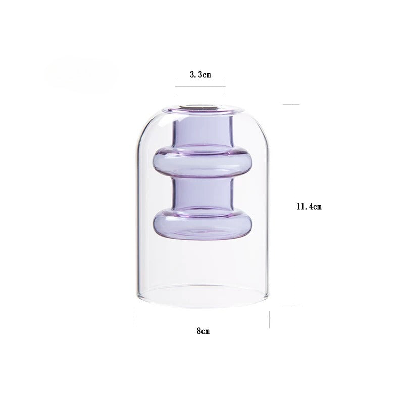 Vase moderne en verre côtelé à double paroi