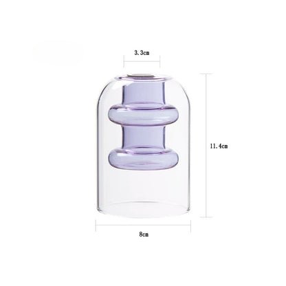Vase moderne en verre côtelé à double paroi