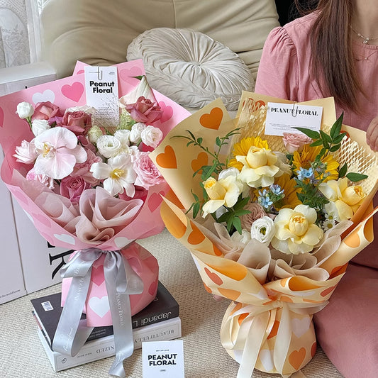 20pcs Heart Print Floral Wrap Paper (58x58cm)