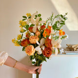 Load image into Gallery viewer, Vibrant Orange &amp; Peach Roses Bridal Bouquet