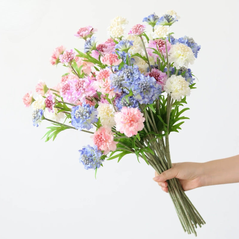 23" 3-Head Artificial Silk Scabiosa Stem