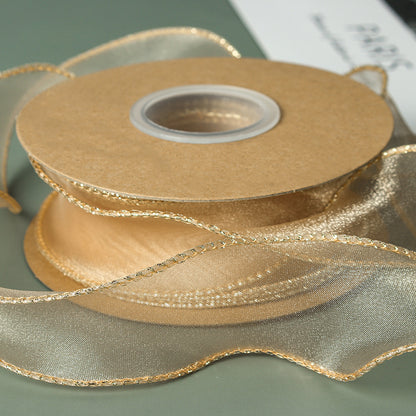 Curling Gold Edge Organza Ribbon (40mmx10Yd)