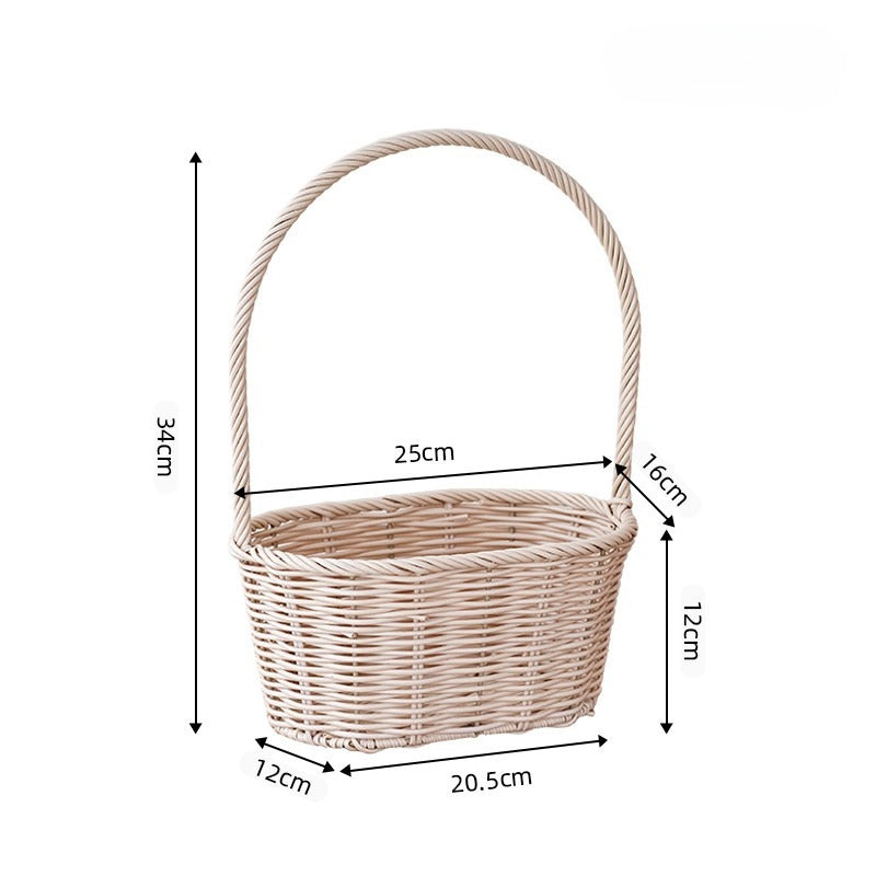 Oval Faux Wicker Flower Basket Set of 2