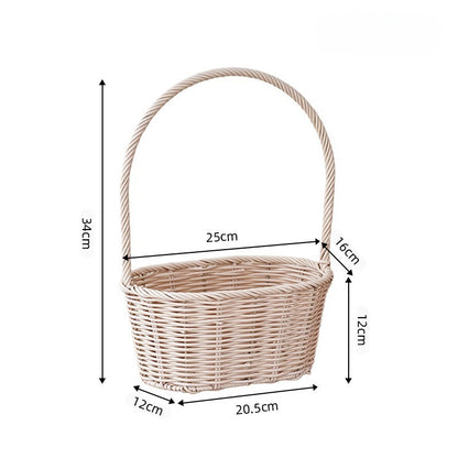 Oval Faux Wicker Flower Basket Set of 2