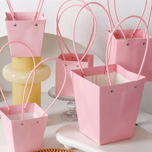 Pink Kraft Paper Flower Bouquet Bags Pack 10