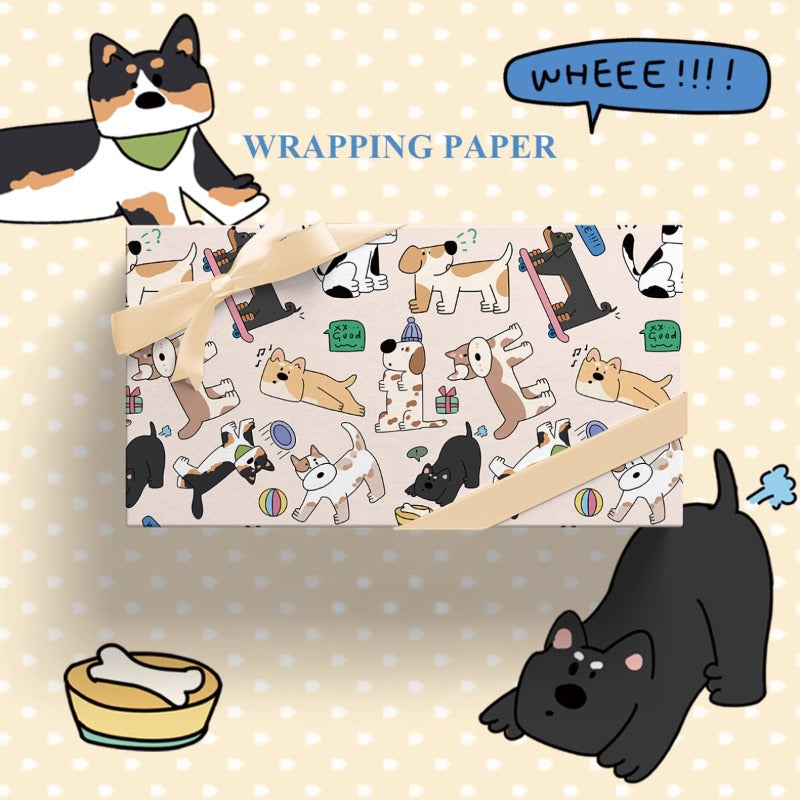 Cartoon Puppies Gift Wrap Paper (50x70cm) Pack 2