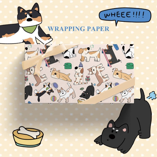 Papier cadeau chiots cartoon (50x70cm) paquet de 2