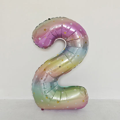 40 Inch Rainbow Star Gradient Number Balloon