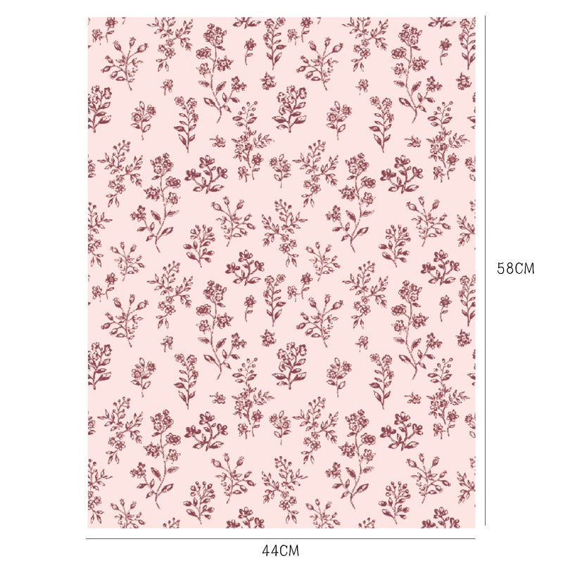 Vintage Botanical Pink Flower Wrap Paper Pack 20 (17" x 23")